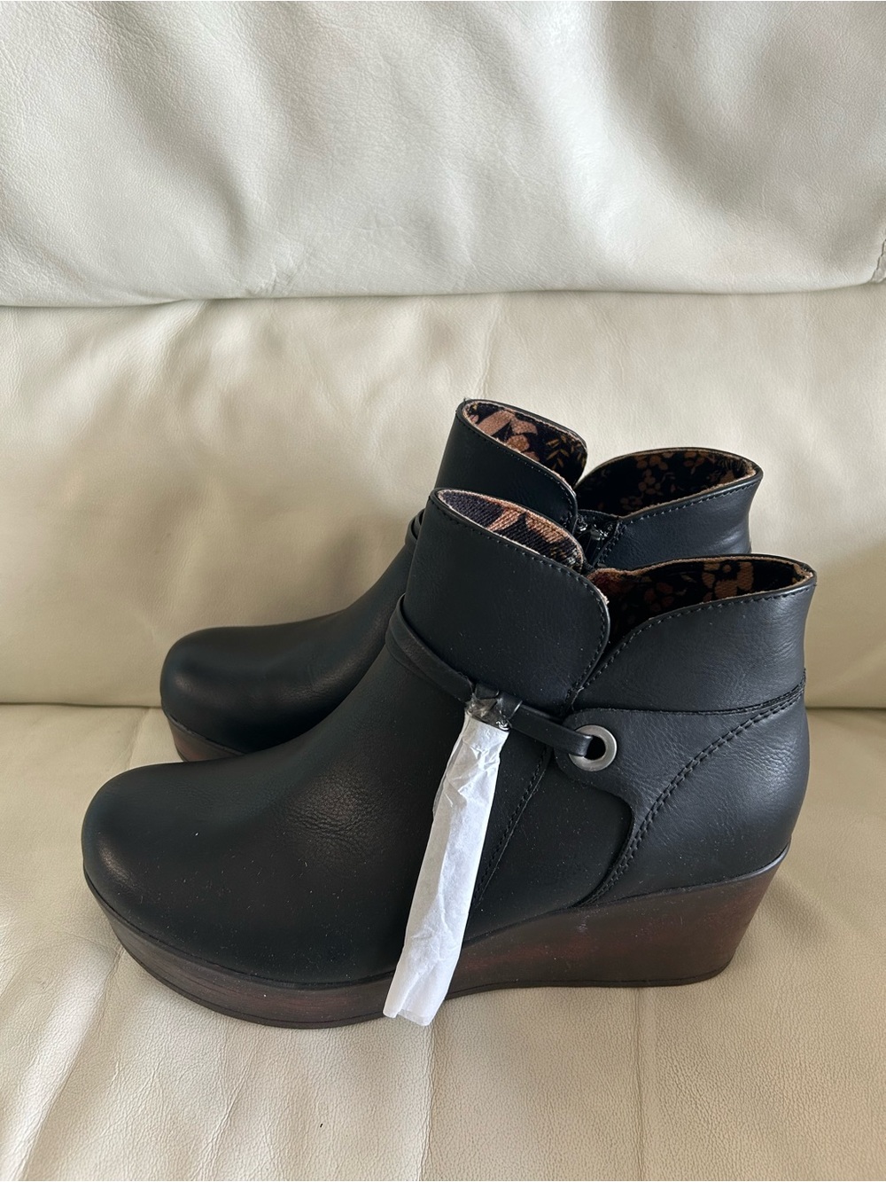 boc Black Wedge Ankle Booties with Decorative Strap